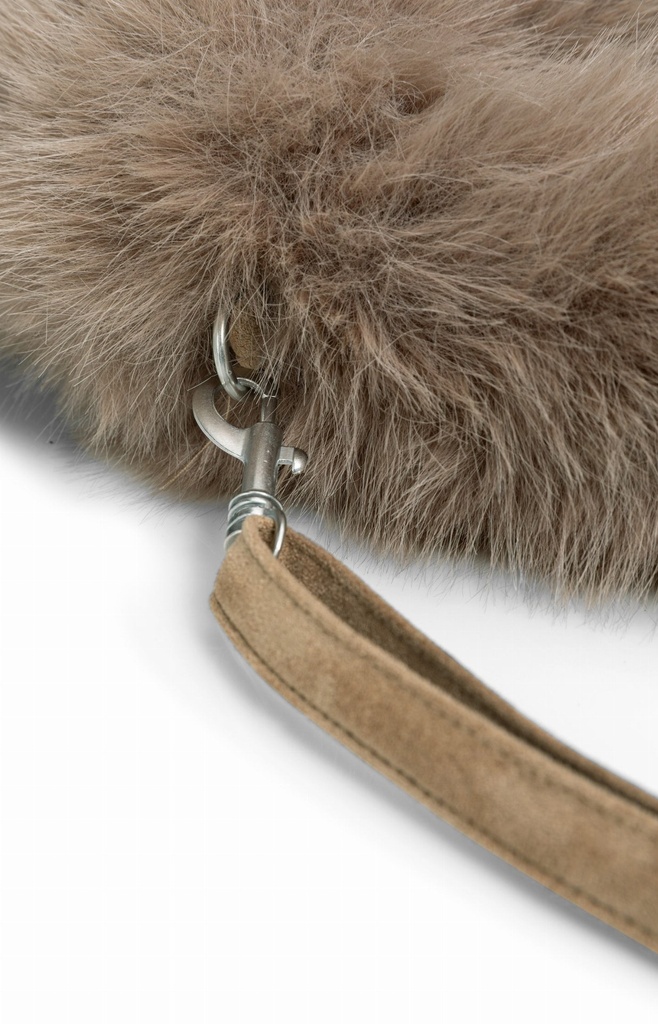 Petit sac rond en fausse fourrure - YAYA - Otter Brown