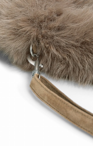Petit sac rond en fausse fourrure - YAYA - Otter Brown