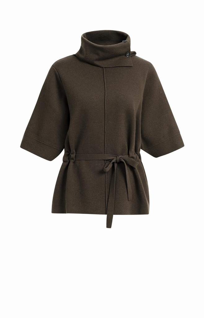 Pull à col montant et ceinture à nouer - YAYA - Delicioso Brown