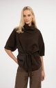 Pull à col montant et ceinture à nouer - YAYA - Delicioso Brown (vue 4)