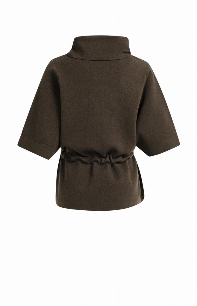 Pull à col montant et ceinture à nouer - YAYA - Delicioso Brown (vue 8)