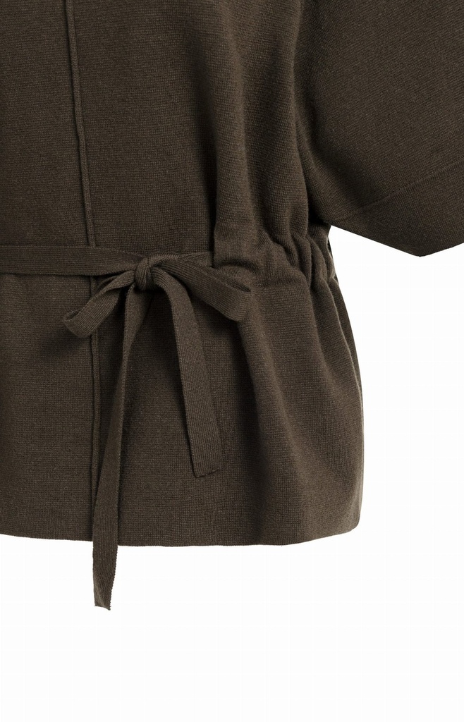 Pull à col montant et ceinture à nouer - YAYA - Delicioso Brown (vue 9)