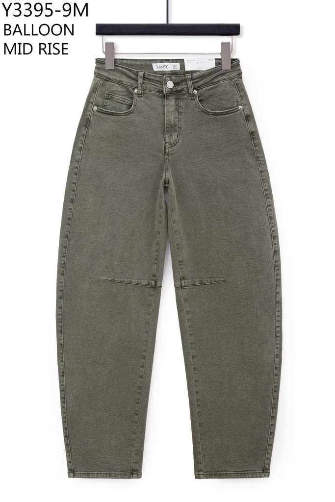 Jeans ballon découpe genou - Kaki (2)