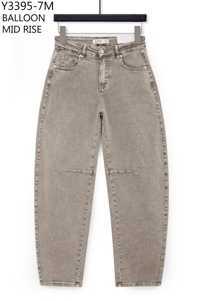 Jeans ballon découpe genou - Taupe (2)
