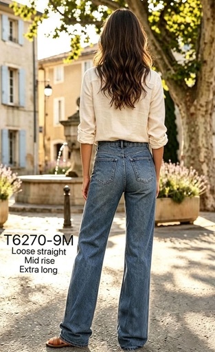 Jeans droit loose extra long - Bleu