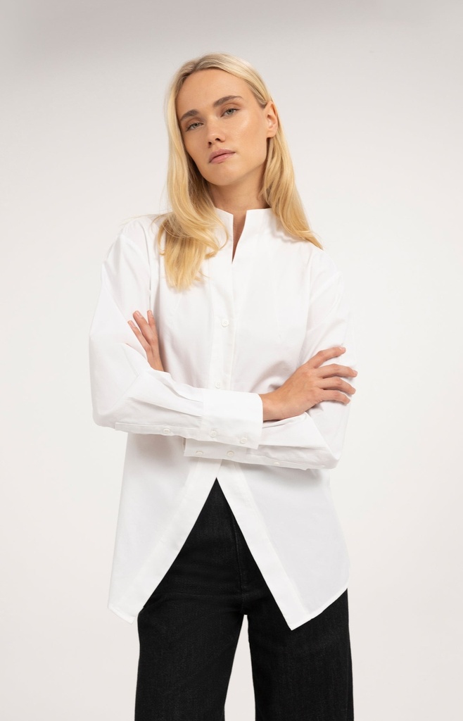 Chemise évasée à col montant - YAYA - Pure White (2)