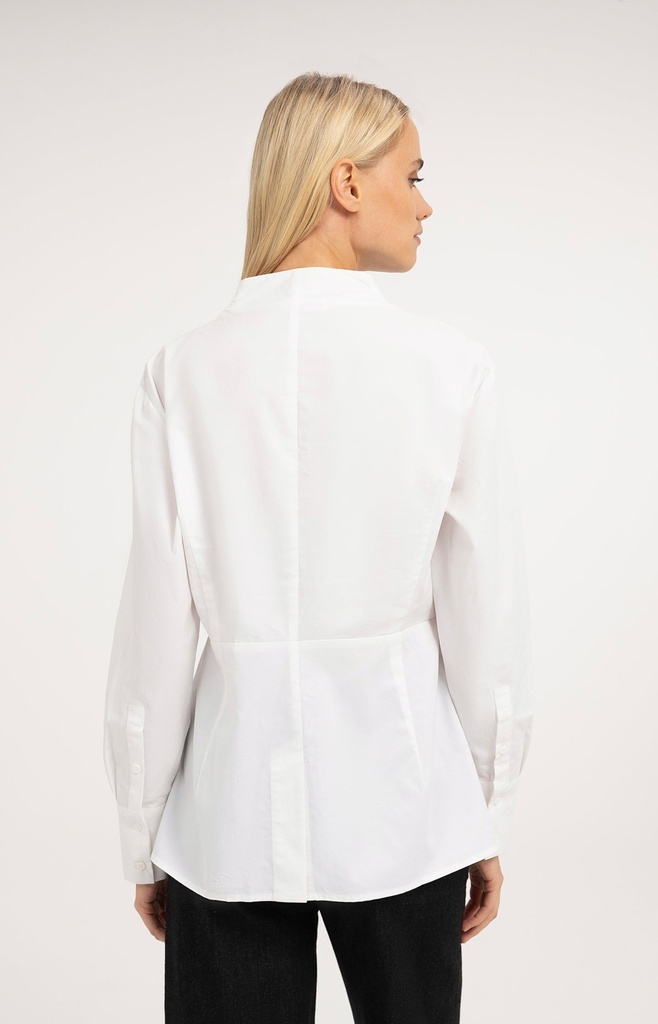 Chemise évasée à col montant - YAYA - Pure White (4)