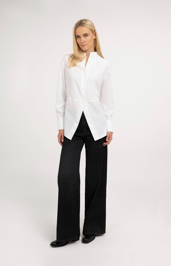 Chemise évasée à col montant - YAYA - Pure White (7)