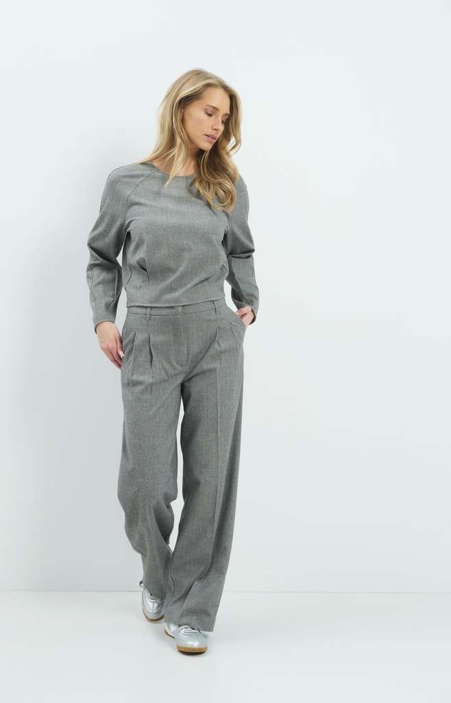Pantalon souple, coupe large - YAYA - Medium Grey Melange (8)