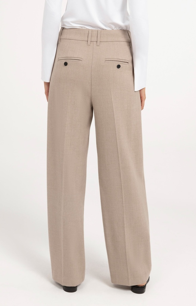 Pantalon souple, coupe large - YAYA - Beige Melange (6)
