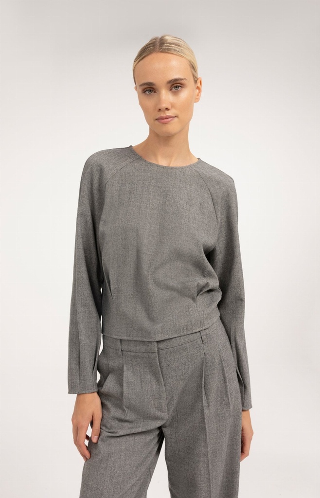 Haut manches longues à coupe blousante - YAYA - Medium Grey Melange (3)