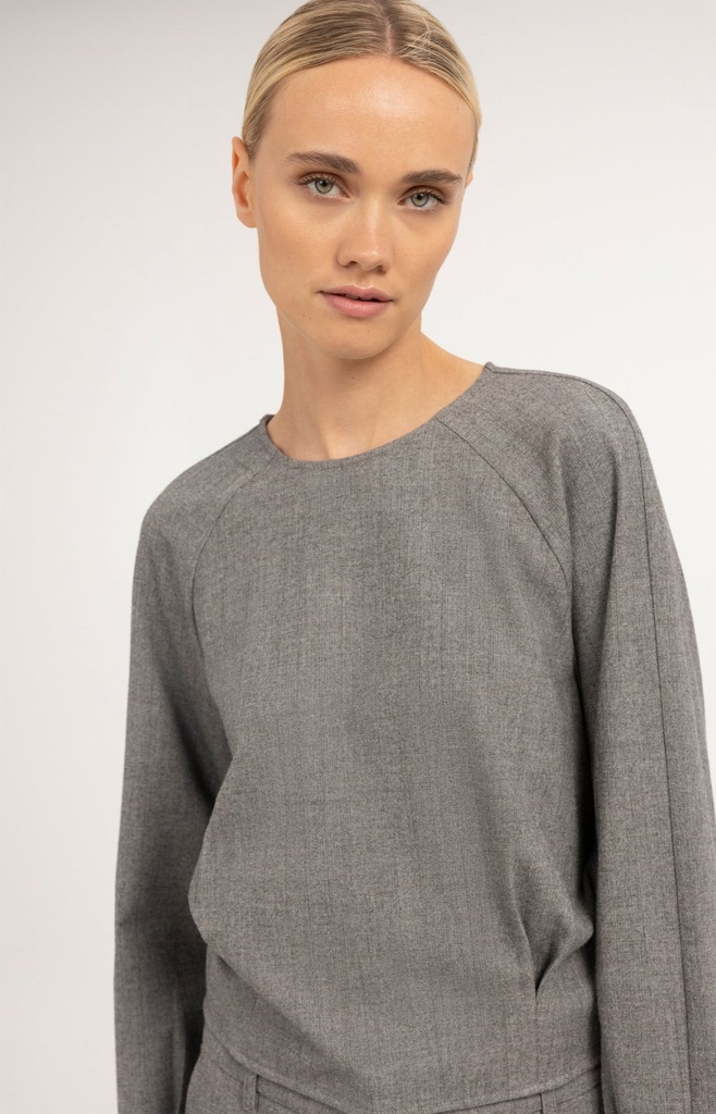 Haut manches longues à coupe blousante - YAYA - Medium Grey Melange (5)