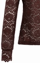 Haut en dentelle à manches longues et col montant - YAYA - Bitter Chocolate Red (6)