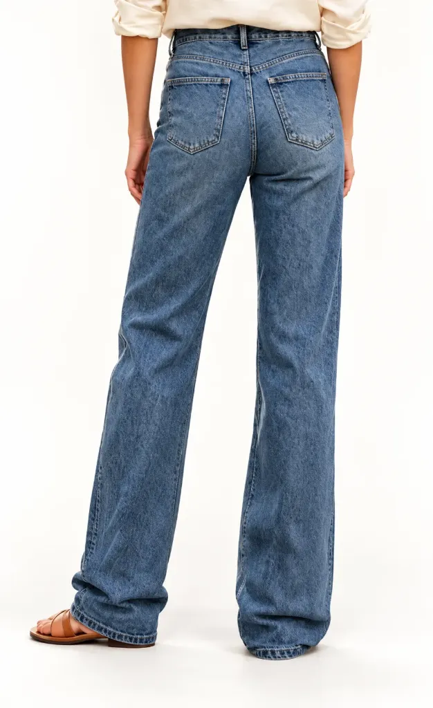 Jeans droit loose extra long - Bleu