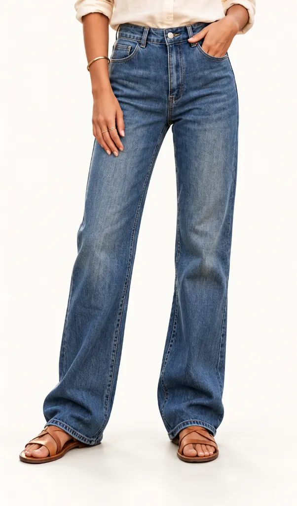 Jeans droit loose extra long - Bleu (vue 3)