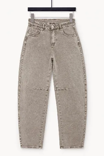 Jeans ballon découpe genou - Taupe