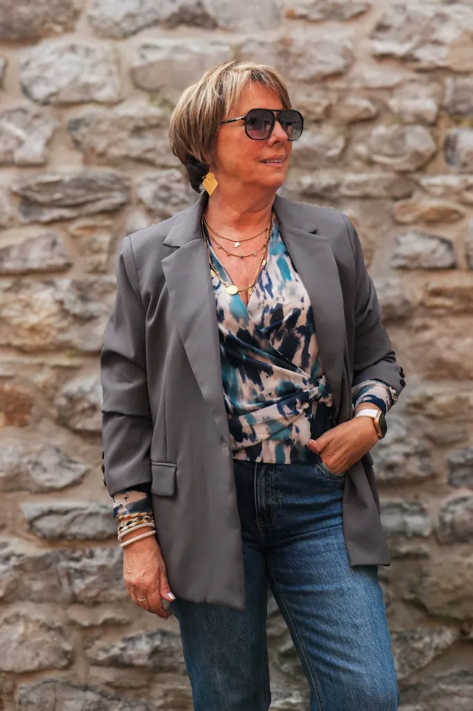 Blouse imprimée - Bleu (vue 4)