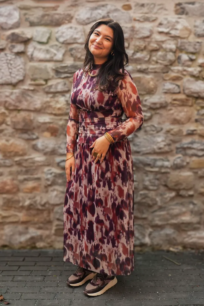 Robe longue imprimée - Mauve (vue 6)