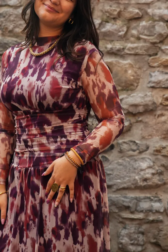 Robe longue imprimée - Mauve (vue 7)
