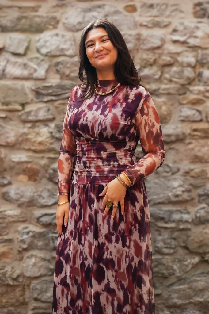 Robe longue imprimée - Mauve (vue 8)