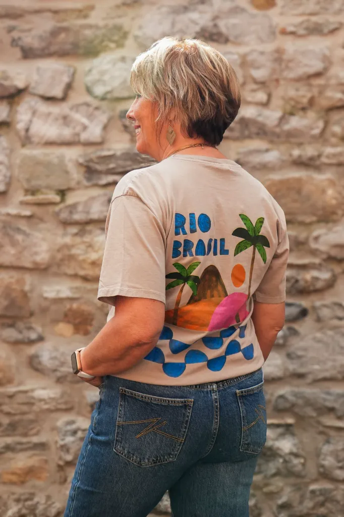 T-shirts en coton imprimé - Taupe
