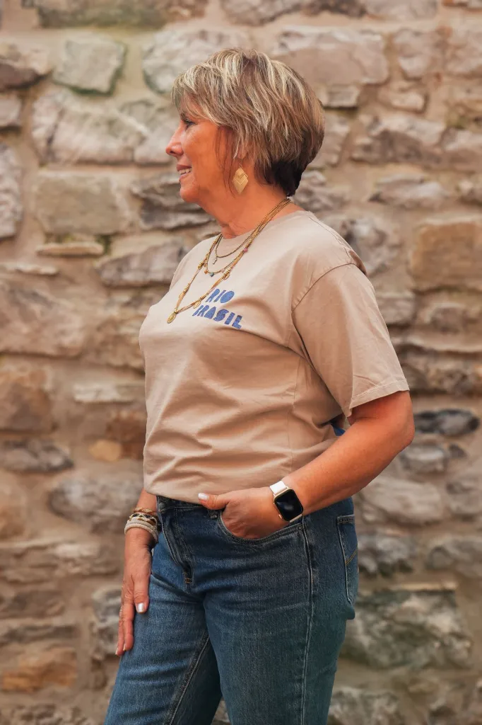 T-shirts en coton imprimé - Taupe (vue 4)