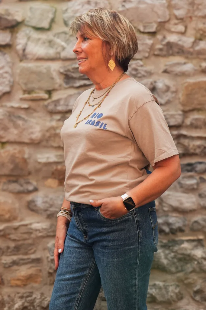T-shirts en coton imprimé - Taupe (vue 5)