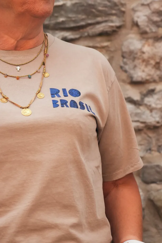 T-shirts en coton imprimé - Taupe (vue 6)
