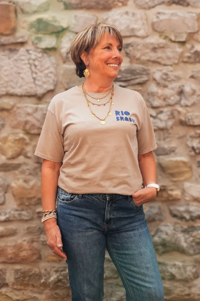 T-shirts en coton imprimé - Taupe (vue 8)