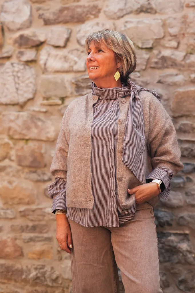 Gilet manches 3/4 - Taupe (vue 5)