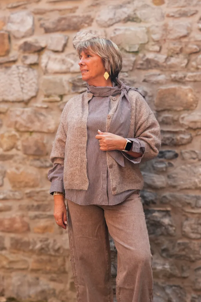 Gilet manches 3/4 - Taupe (vue 10)