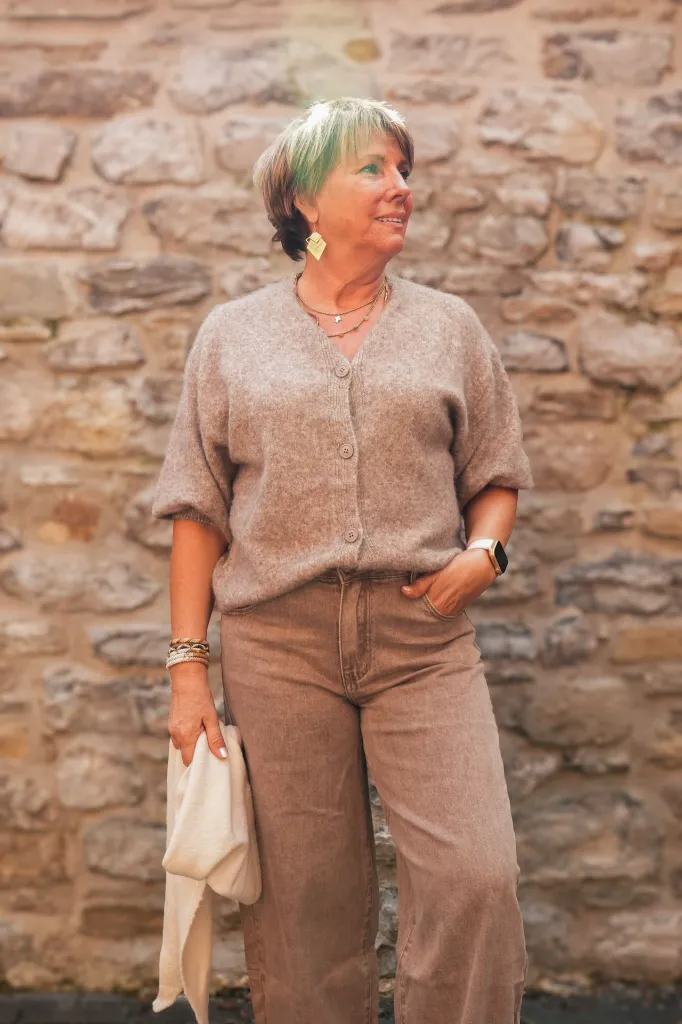 Gilet manches 3/4 - Taupe (vue 7)