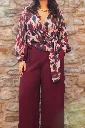 Pantalon de tailleur à nouer avec élastique au dos - Tara - Bordeaux (vue 5)