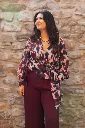 Pantalon de tailleur à nouer avec élastique au dos - Tara - Bordeaux (vue 6)