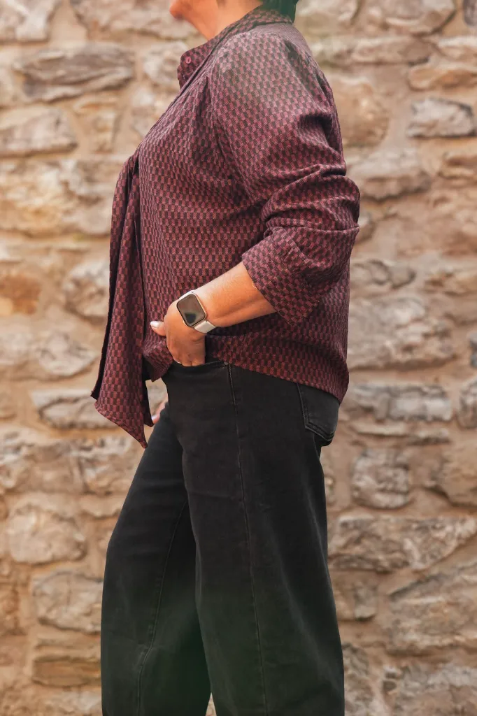 Chemise en coton imprimée col lavallière- Scalogno (vue 2)
