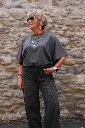 T-shirt en coton manches drapées - Anthracite Smoke (vue 4)
