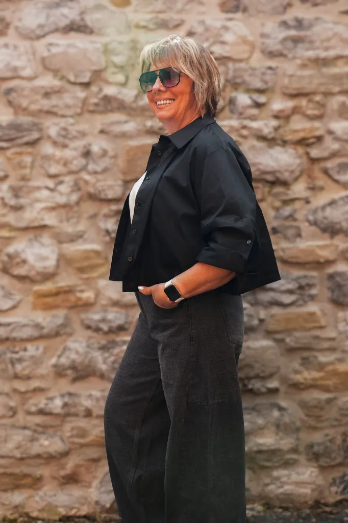 Chemise courte manches kimono - Noir (vue 3)