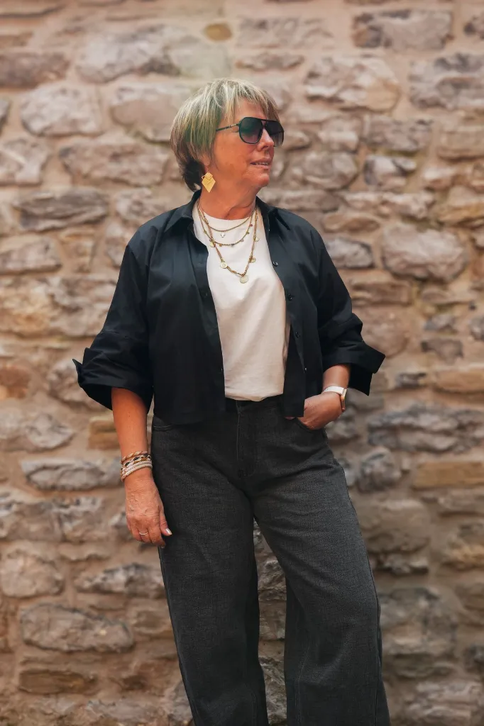 Chemise courte manches kimono - Noir (vue 4)