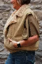 Veste sans manches col teddy revers - Beige (vue 8)