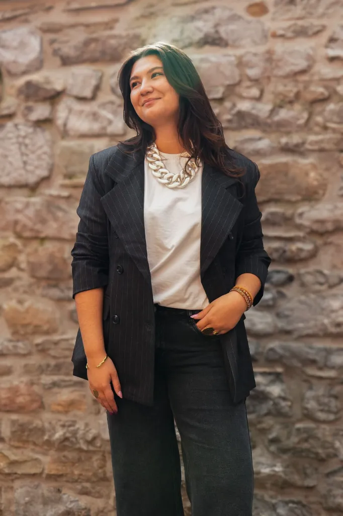 Blazer croisé à rayures tennis - Gris anthracite (vue 3)