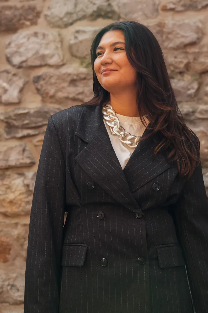 Blazer croisé à rayures tennis - Gris anthracite (vue 11)