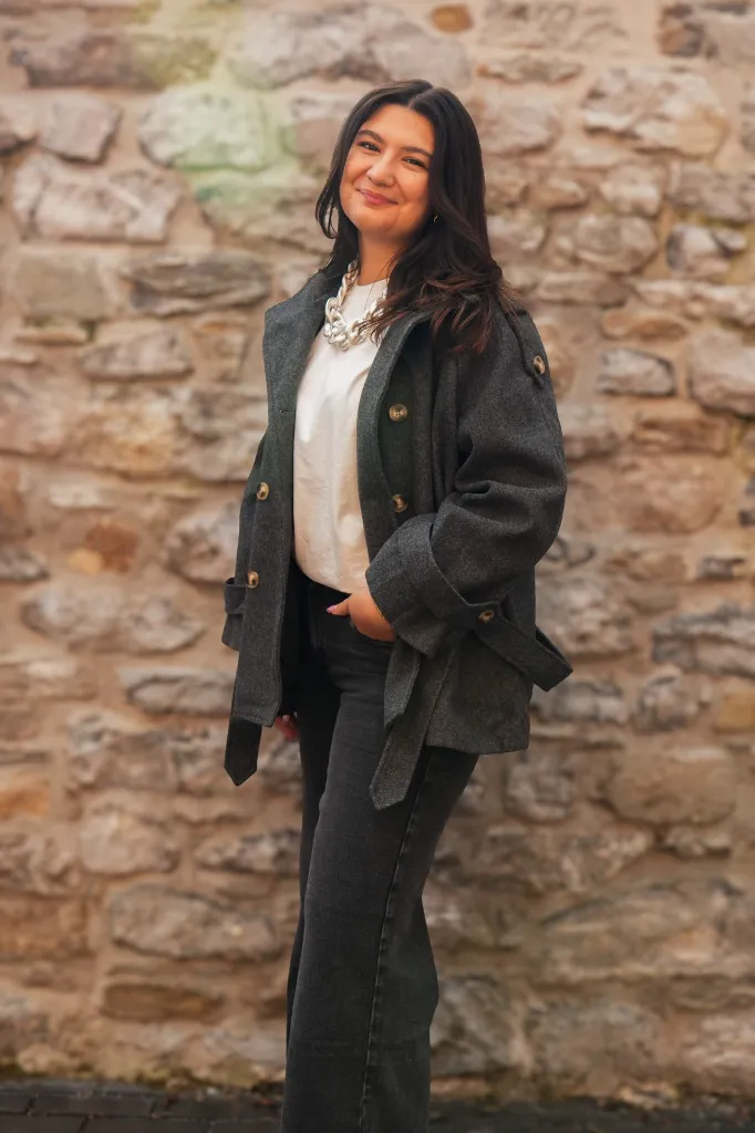 Manteau à nouer double boutonnage - Gris (vue 3)