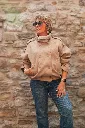 Manteau court col entonnoir double boutonnage - Taupe (vue 8)