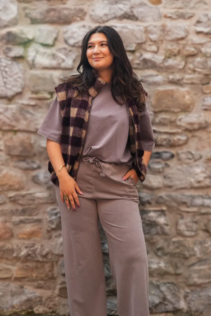 Pantalon jogging en coton délavé - Chocolat (vue 9)