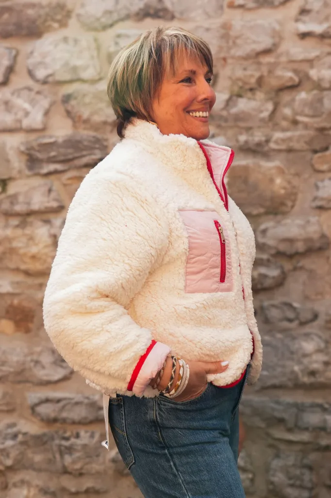 Veste polar couture colorée - Beige (vue 3)