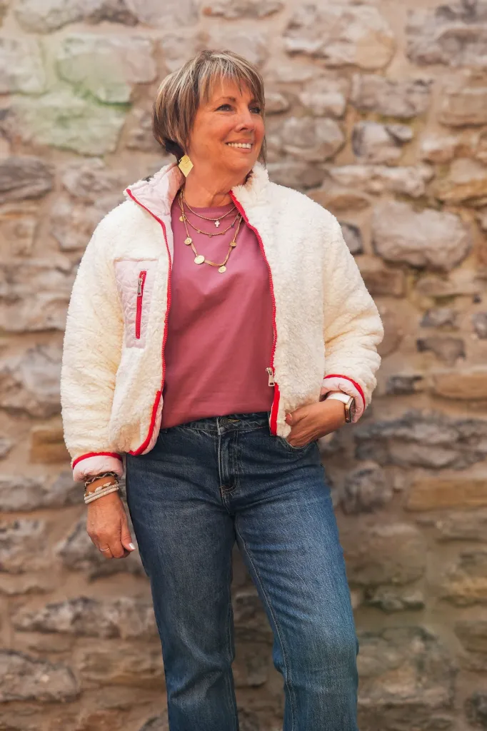 Veste polar couture colorée - Beige (vue 7)