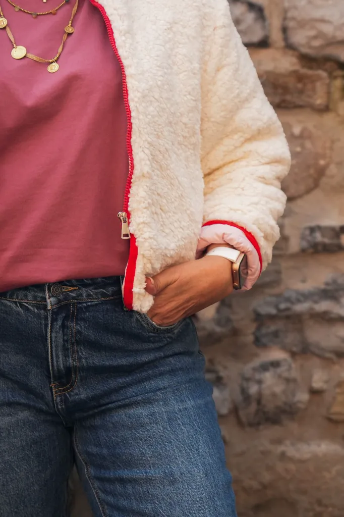 Veste polar couture colorée - Beige (vue 8)