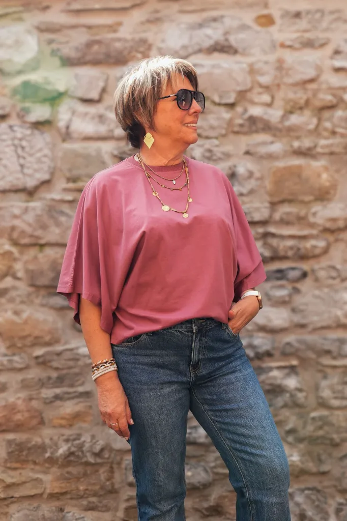 T-shirt en coton manches drapées  - Mave (vue 5)