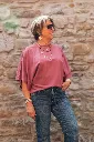 T-shirt en coton manches drapées  - Mave (vue 5)