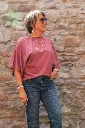 T-shirt en coton manches drapées  - Mave (vue 6)